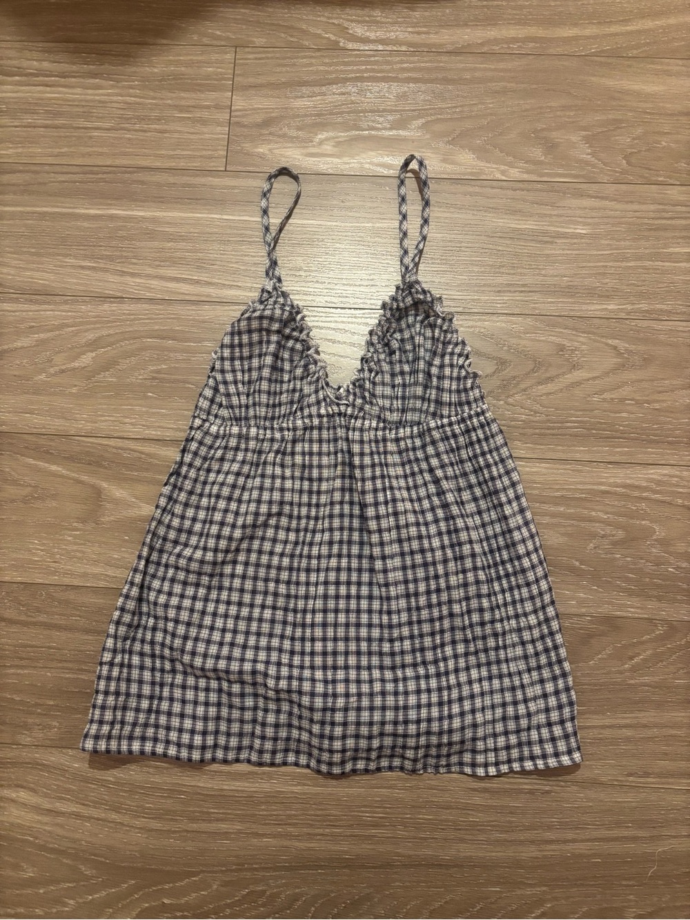 Brandy Melville Blue and White Gingham Cami Top